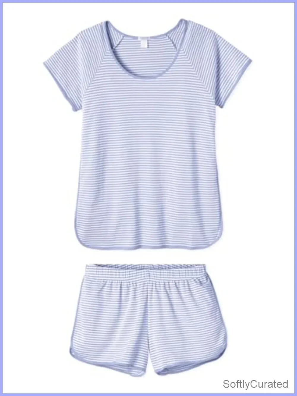 Women's Striped Pajama Set Short Sleeve Top Shorts 2 Piece Lounge Set